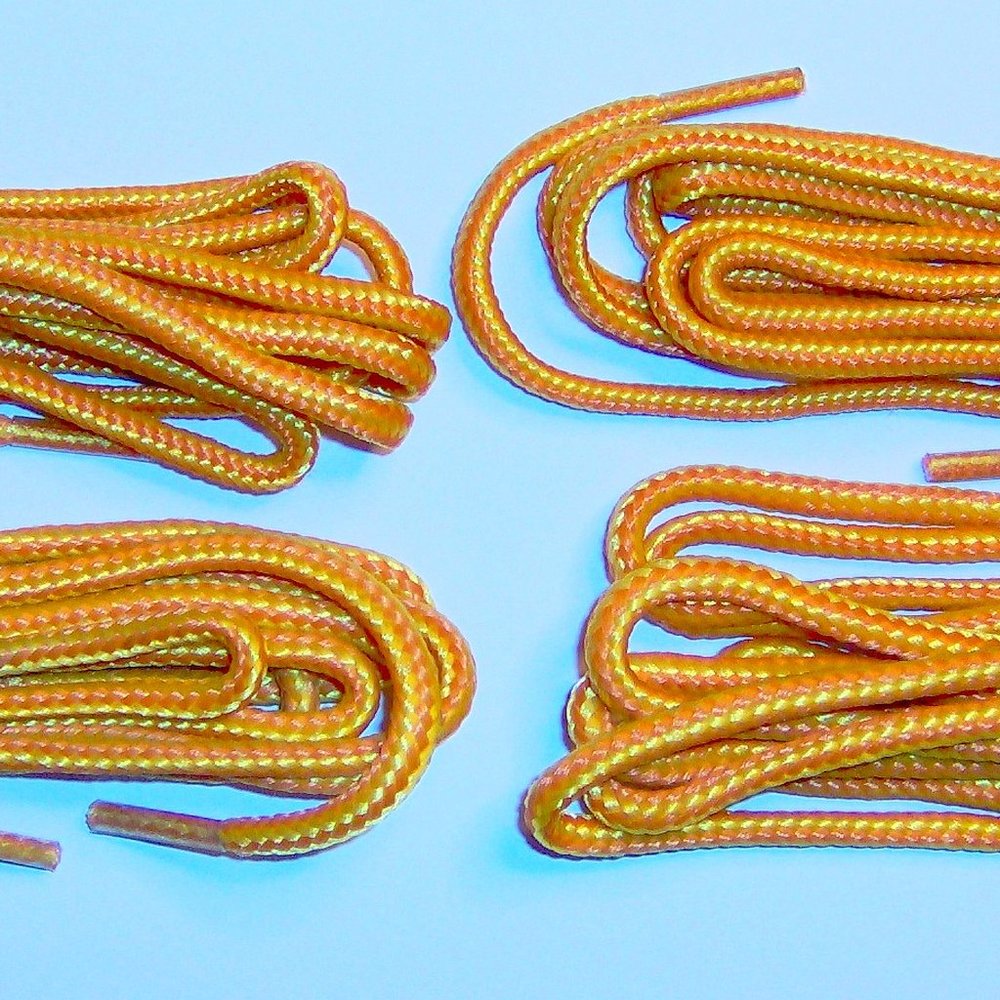 2 pairs rOund Tan & Gold BOOT LACES 54" inches for 6 or 7 eyelets KIWI